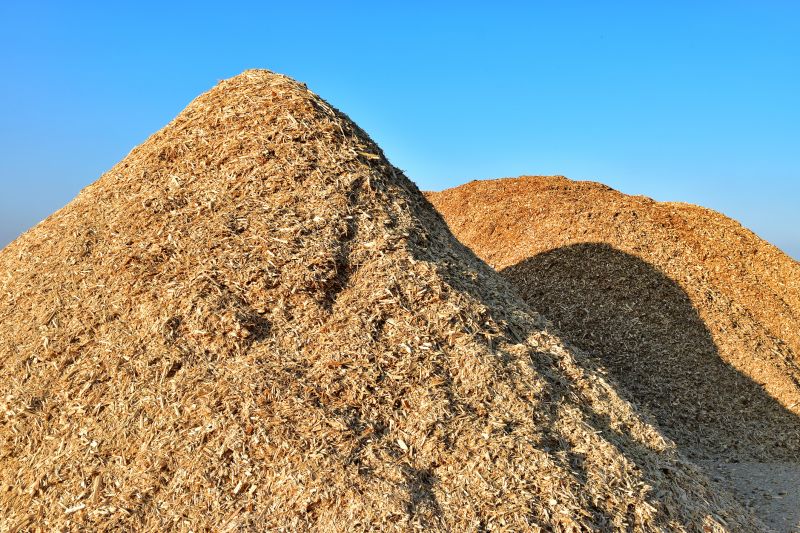 Wood Chips Stacked in Yard
